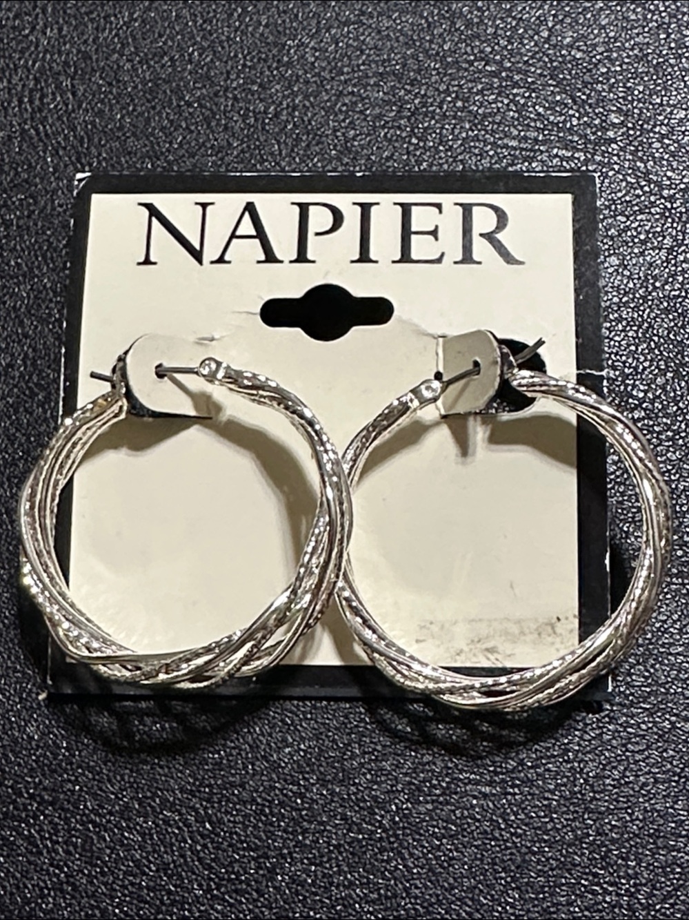 Napier Braided Hoop Lock Down Post Earrings